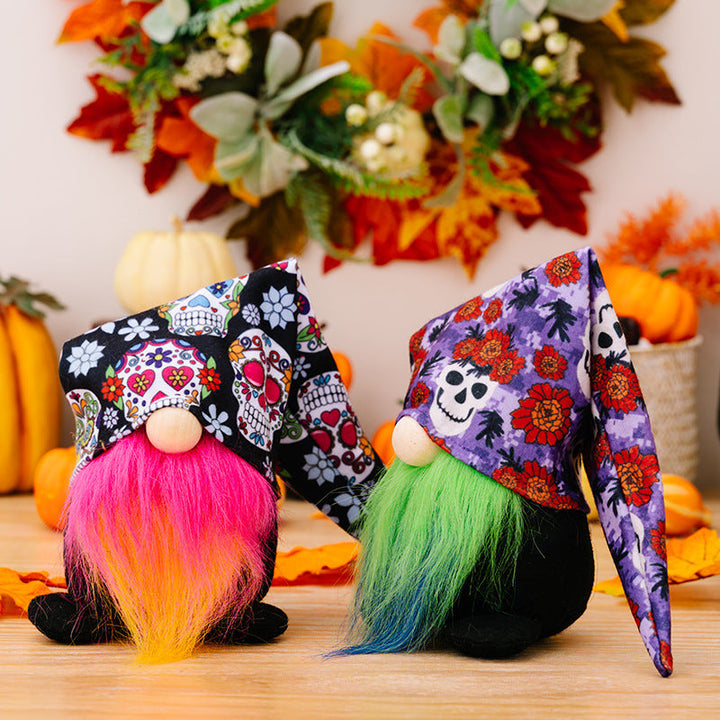 Halloween Gnome Decorations Set of 2 Colorful Hats