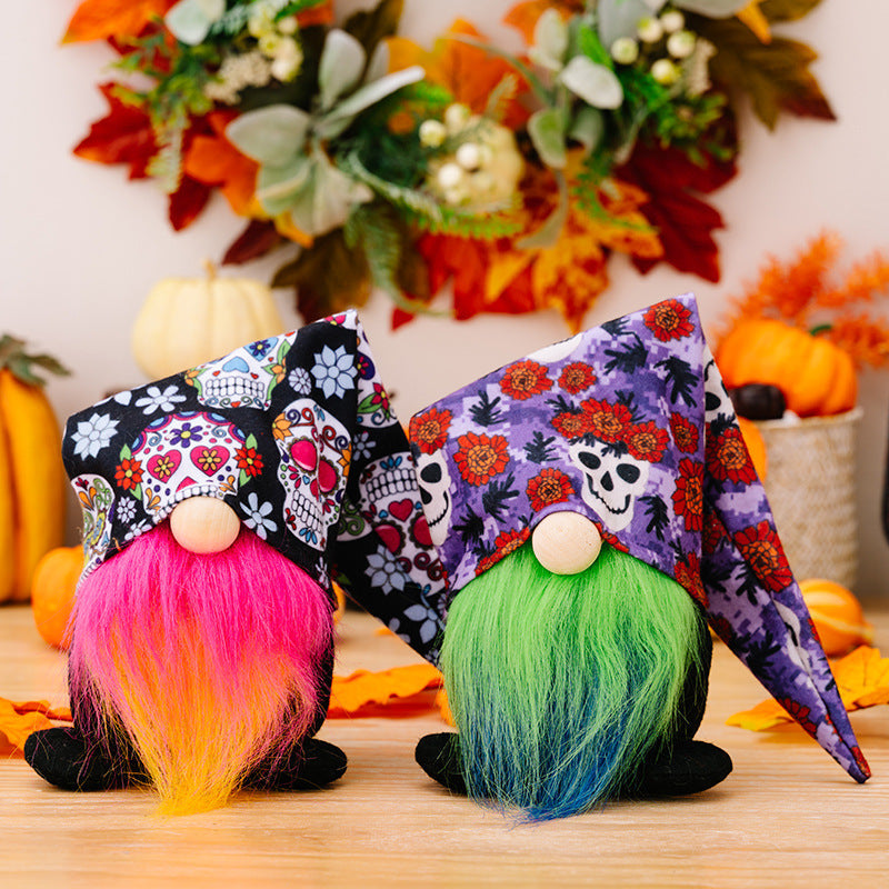Halloween Gnome Decorations Set of 2 Colorful Hats