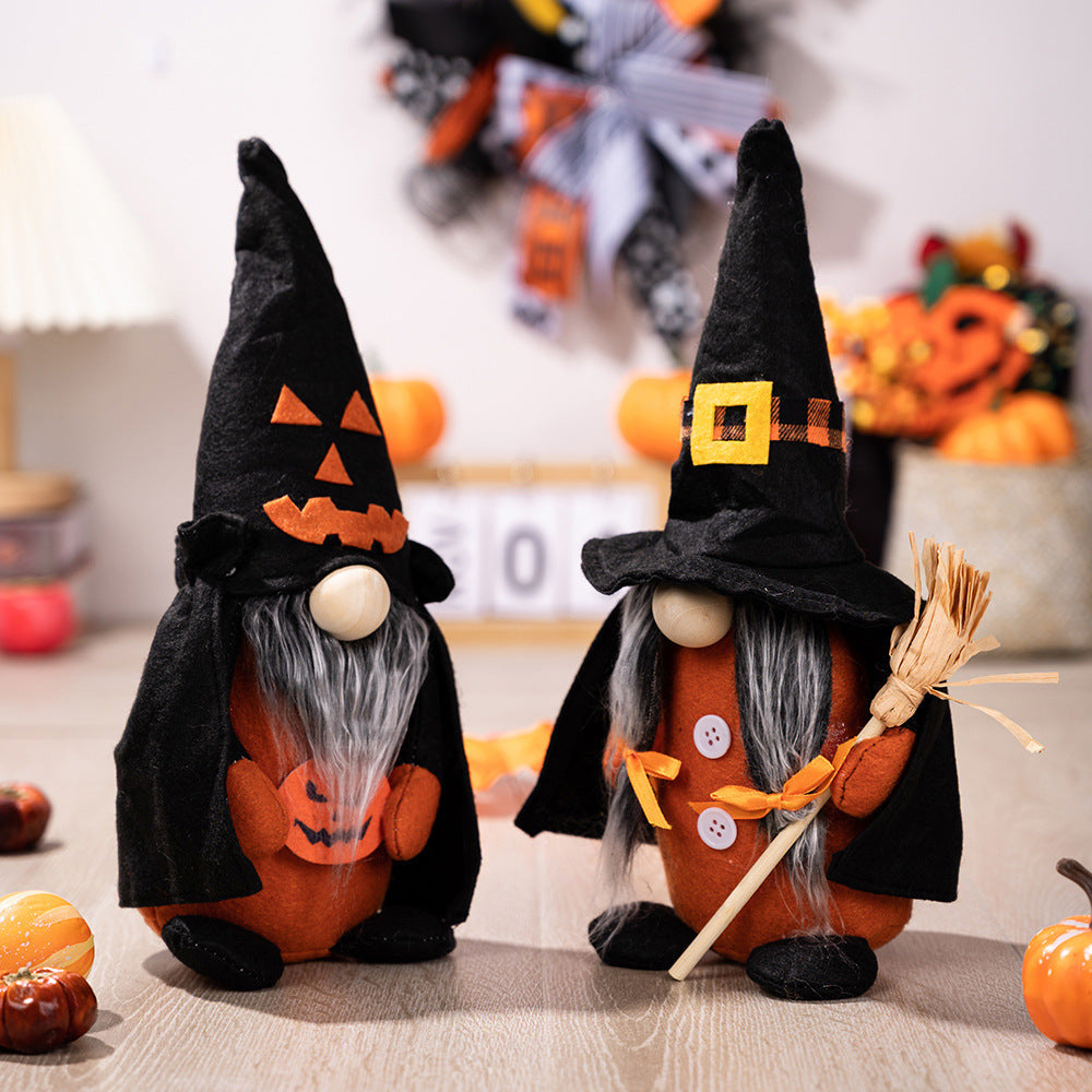 Halloween Gnome Decorations With Pumpkin Witch Charm