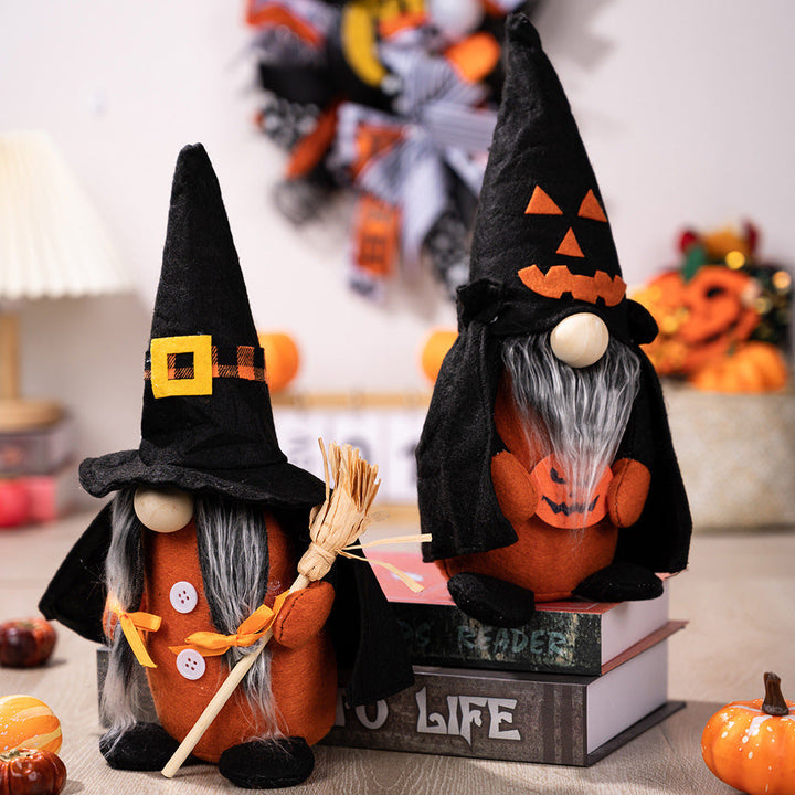 Halloween Gnome Decorations With Pumpkin Witch Charm