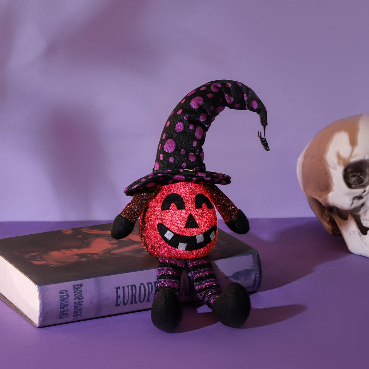 Glowing Pumpkin Witch Hat Halloween Tabletop Decor