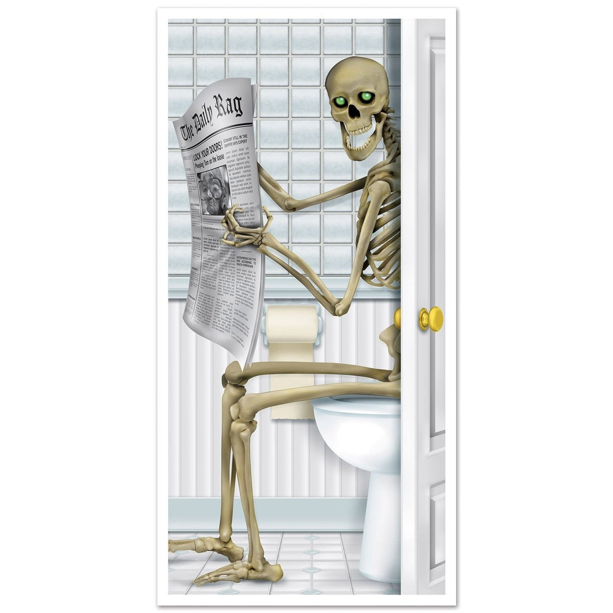 Skeleton Restroom Door Cover – Spooky Glass Door Decor