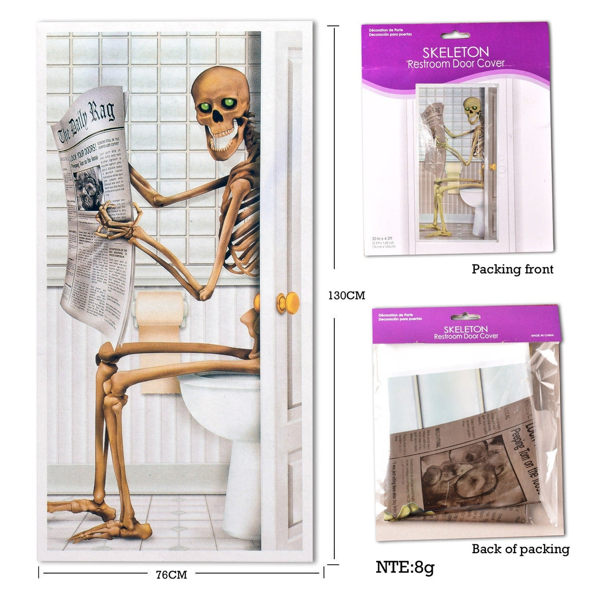 Skeleton Restroom Door Cover – Spooky Glass Door Decor