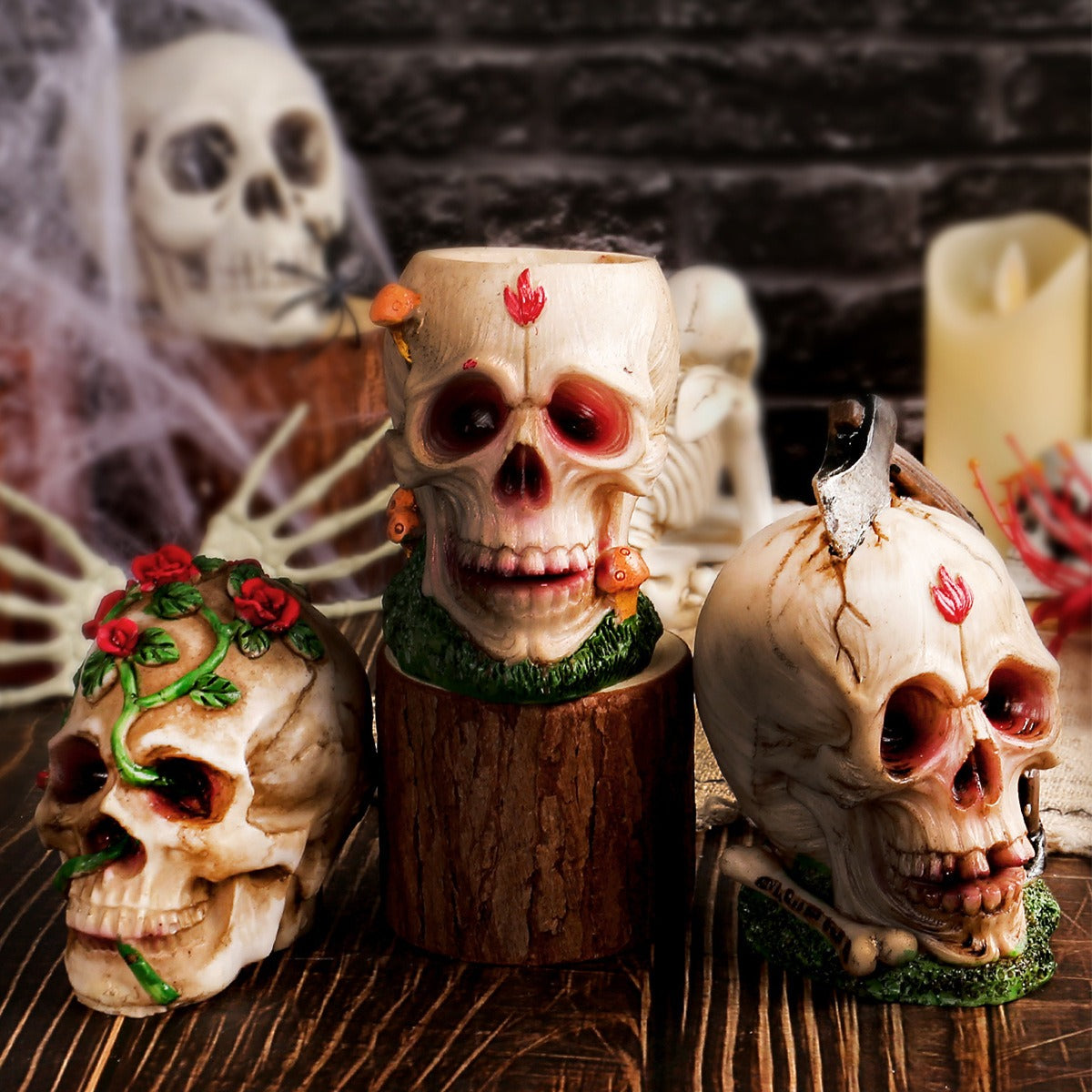 Gothic Skull Ornament for Dramatic Halloween Decor