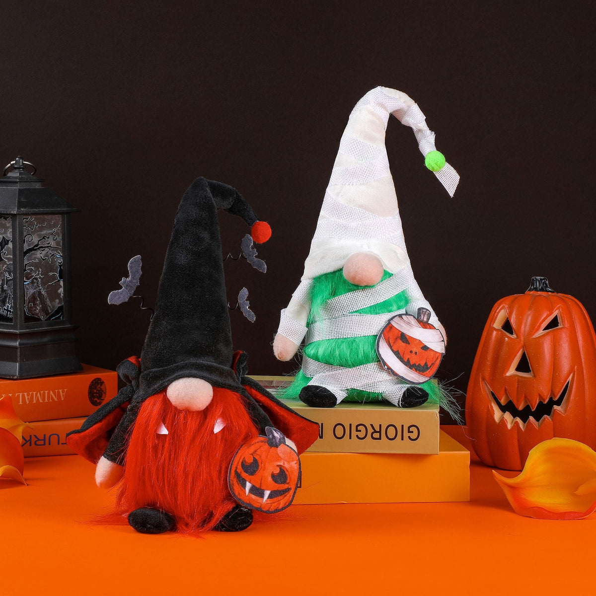 Halloween Pumpkin Doll Set for Spooky Tabletop Decor