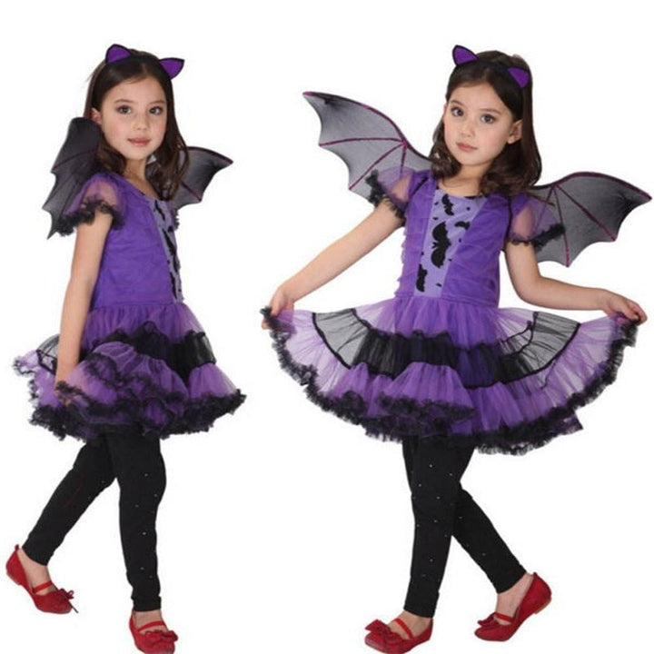 Toddler Bat Costume Dress Set With Wings & Cat Ears