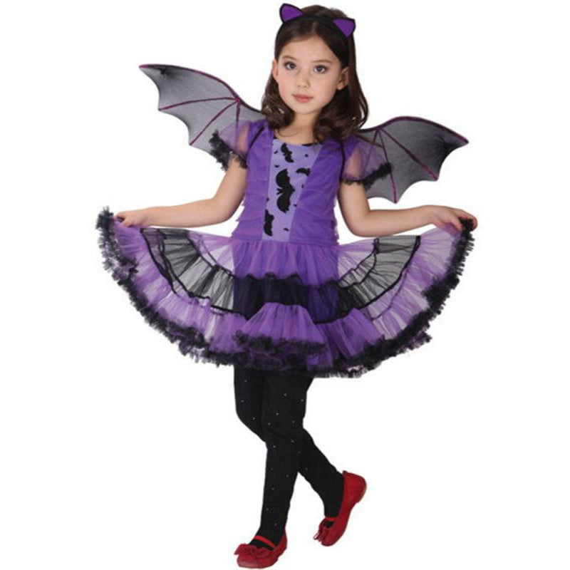 Toddler Bat Costume Dress Set With Wings & Cat Ears