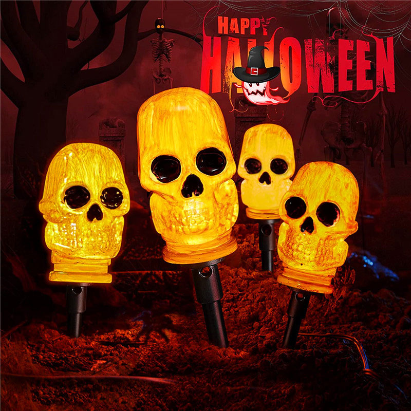 Halloween Skull Stake Lights for Spooky Garden Glow