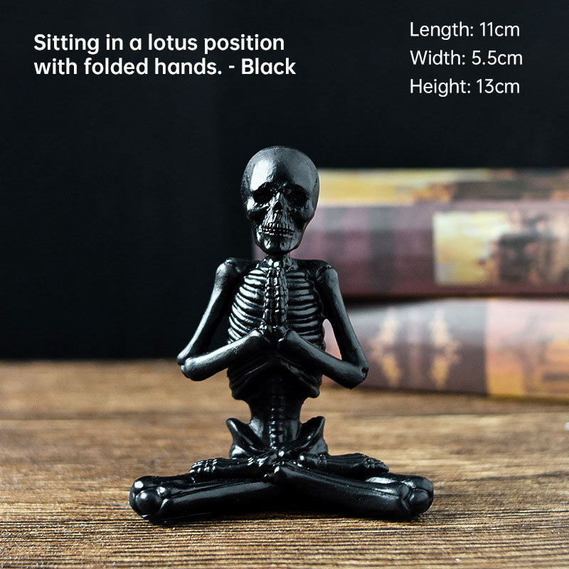 Meditating Skeleton Halloween Decor for Gothic Shelves
