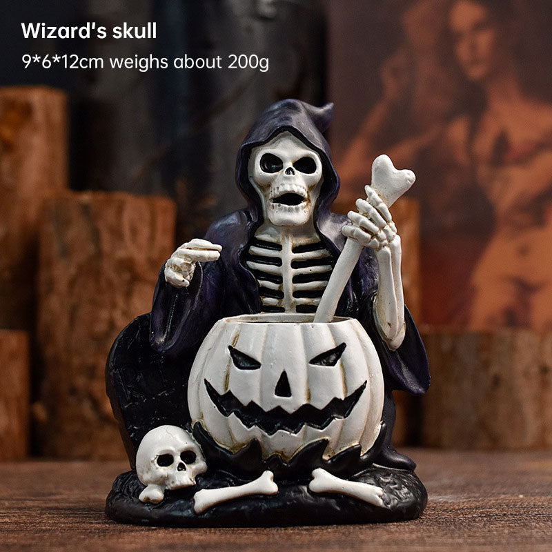 Meditating Skeleton Halloween Decor for Gothic Shelves