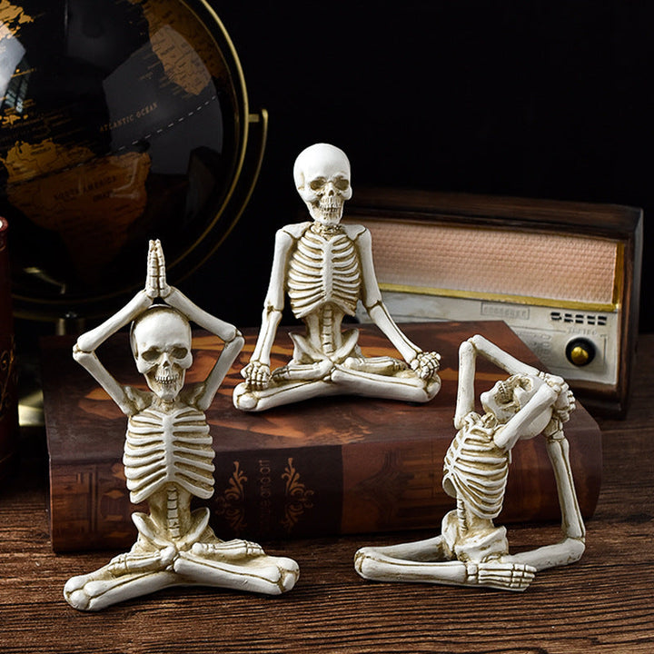 Meditating Skeleton Halloween Decor for Gothic Shelves
