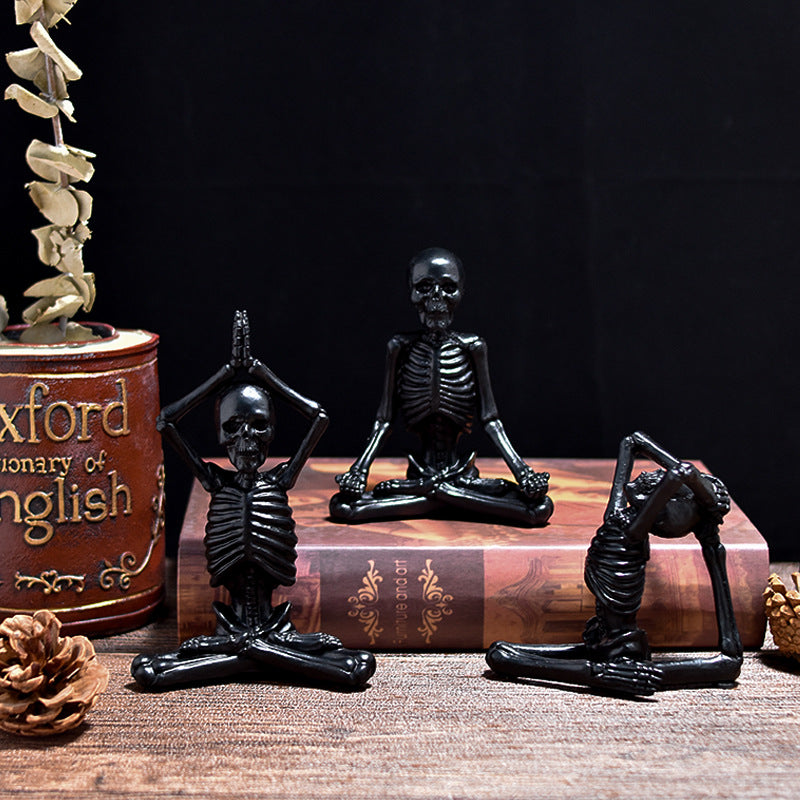 Meditating Skeleton Halloween Decor for Gothic Shelves