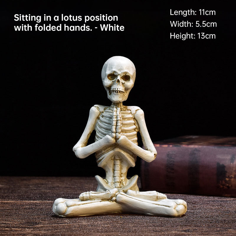 Meditating Skeleton Halloween Decor for Gothic Shelves