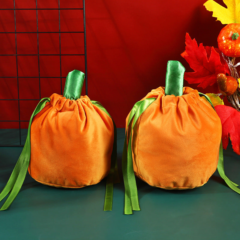 Halloween Pumpkin Velvet Gift Bags for Candy & Gifts