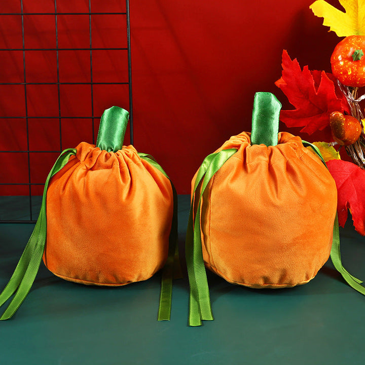 Halloween Pumpkin Velvet Gift Bags for Candy & Gifts