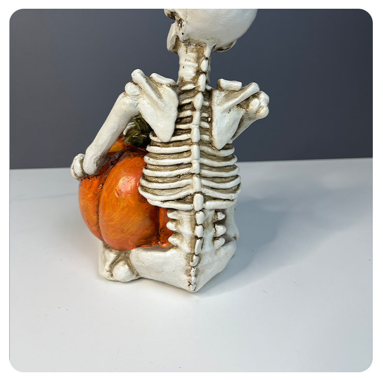 Halloween Skeleton Couple Pumpkin Gothic Resin Decor