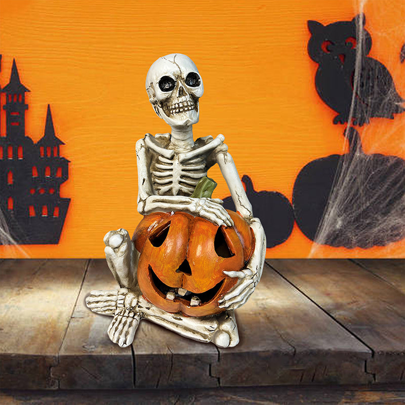 Halloween Skeleton Couple Pumpkin Gothic Resin Decor