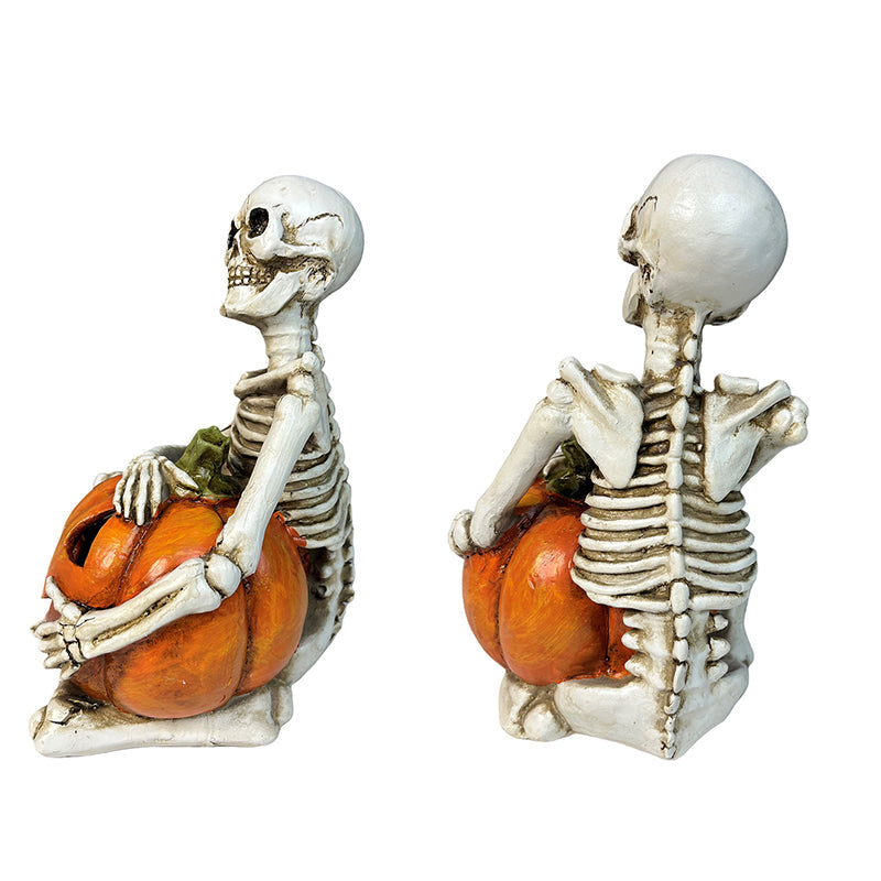 Halloween Skeleton Couple Pumpkin Gothic Resin Decor