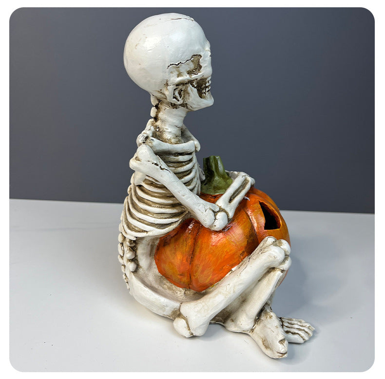 Halloween Skeleton Couple Pumpkin Gothic Resin Decor