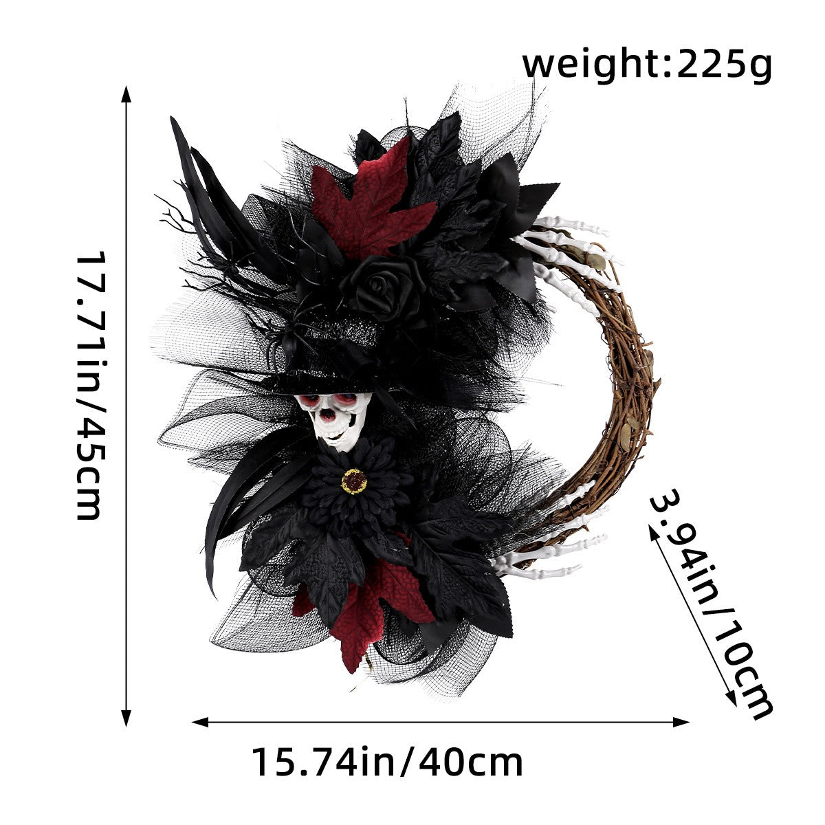 Halloween Skull Wreath for Dramatic Gothic Door Decor