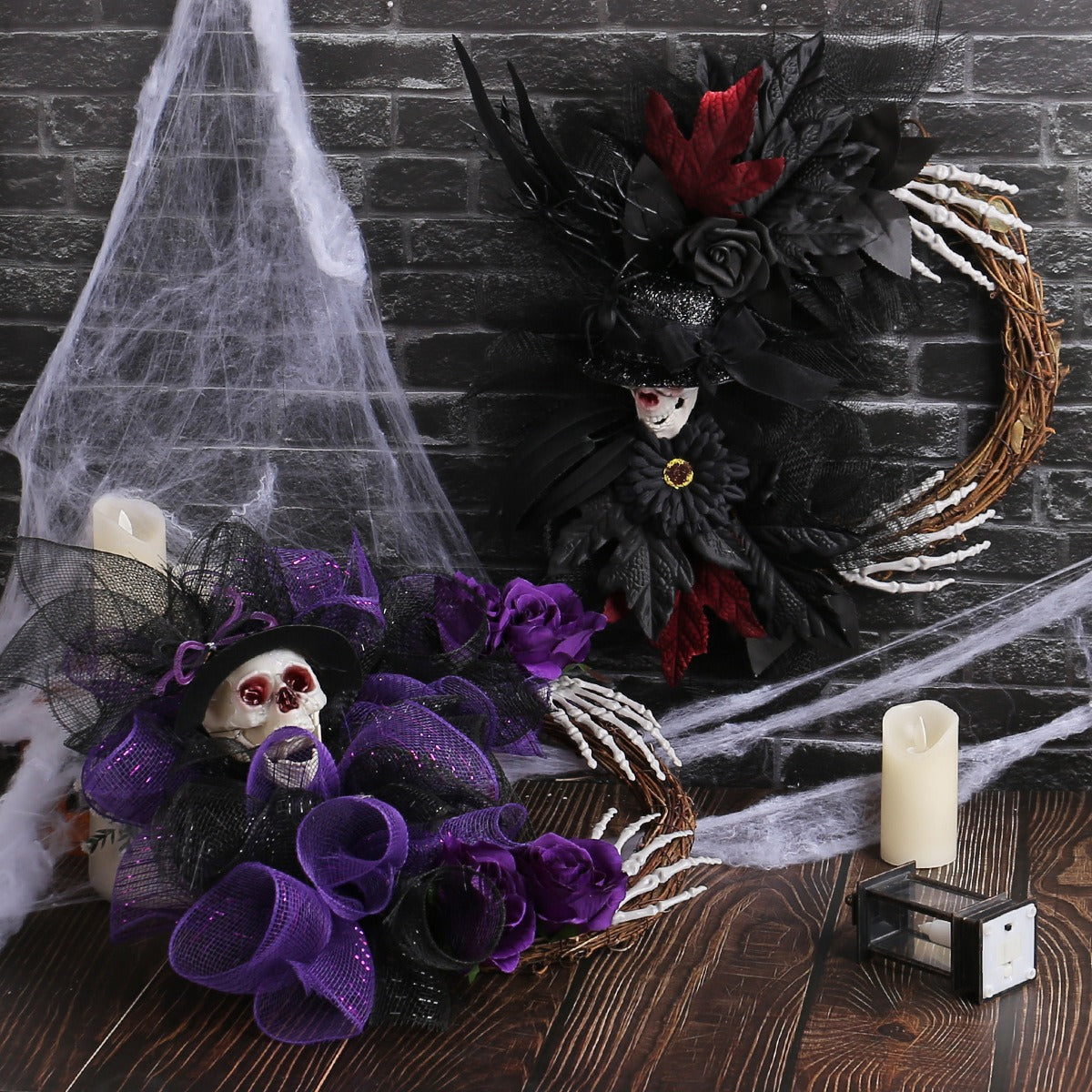 Halloween Skull Wreath for Dramatic Gothic Door Decor