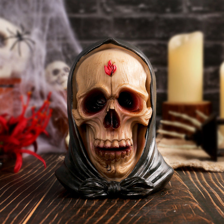 Hooded Skull Halloween Decor For Gothic Focal Points
