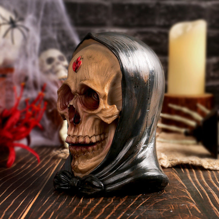 Hooded Skull Halloween Decor For Gothic Focal Points