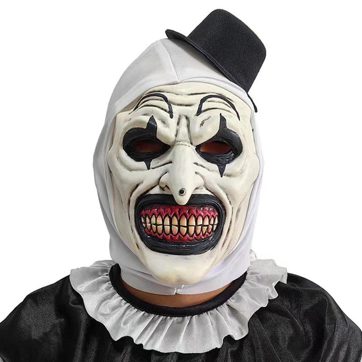 Halloween Clown Costume Mask with Attached Horror Hat