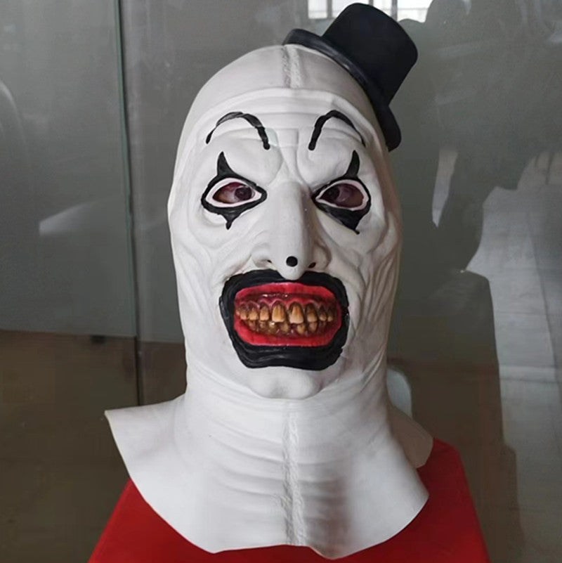Halloween Clown Costume Mask with Attached Horror Hat