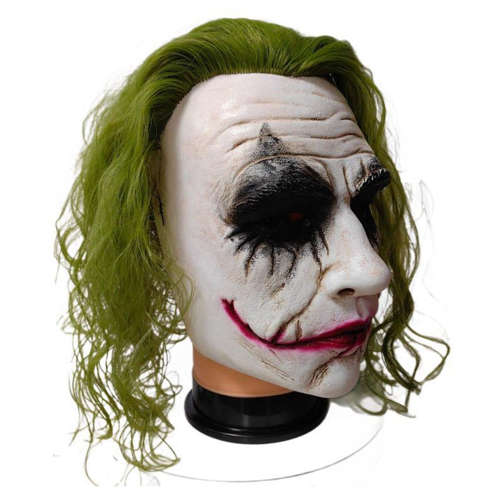 Joker Latex Mask With Green Hair For Full Costume