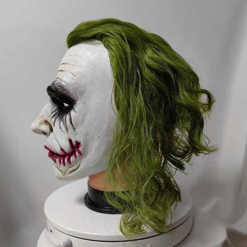 Joker Latex Mask With Green Hair For Full Costume