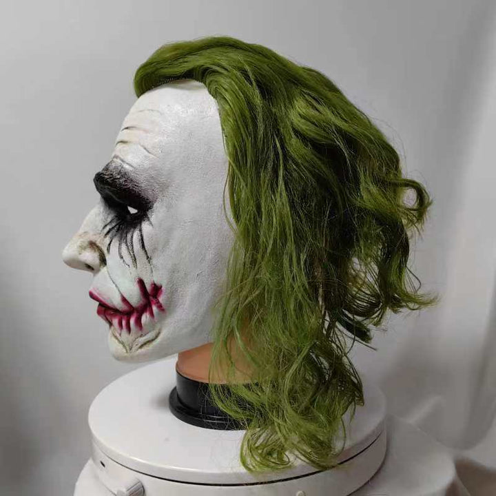 Joker Latex Mask With Green Hair For Full Costume