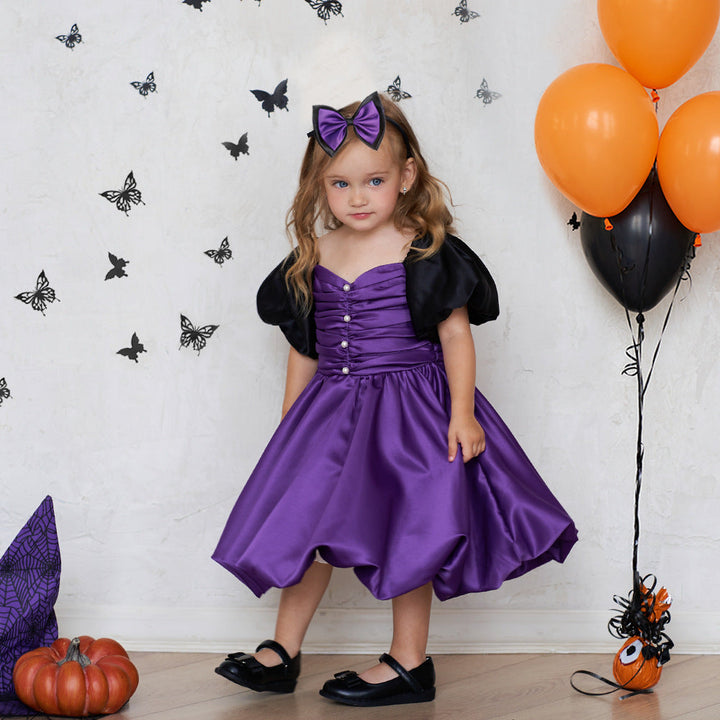 Little Witch Halloween Costume Set With Purple Dress