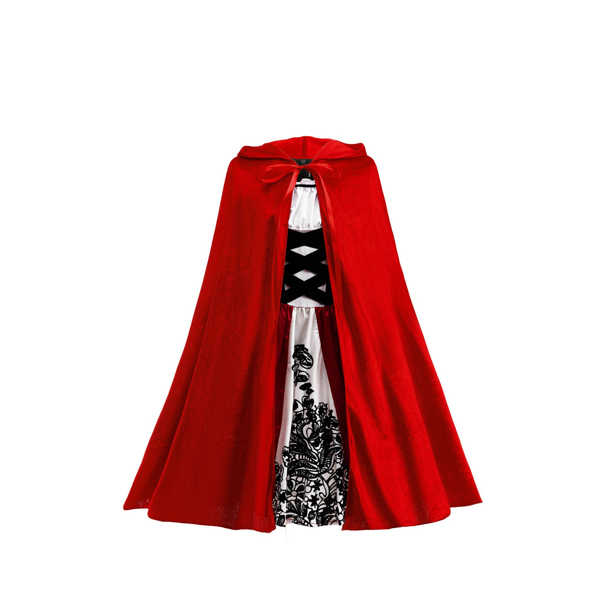 Girls Halloween Costume Set with Shiny Red Hooded Cape