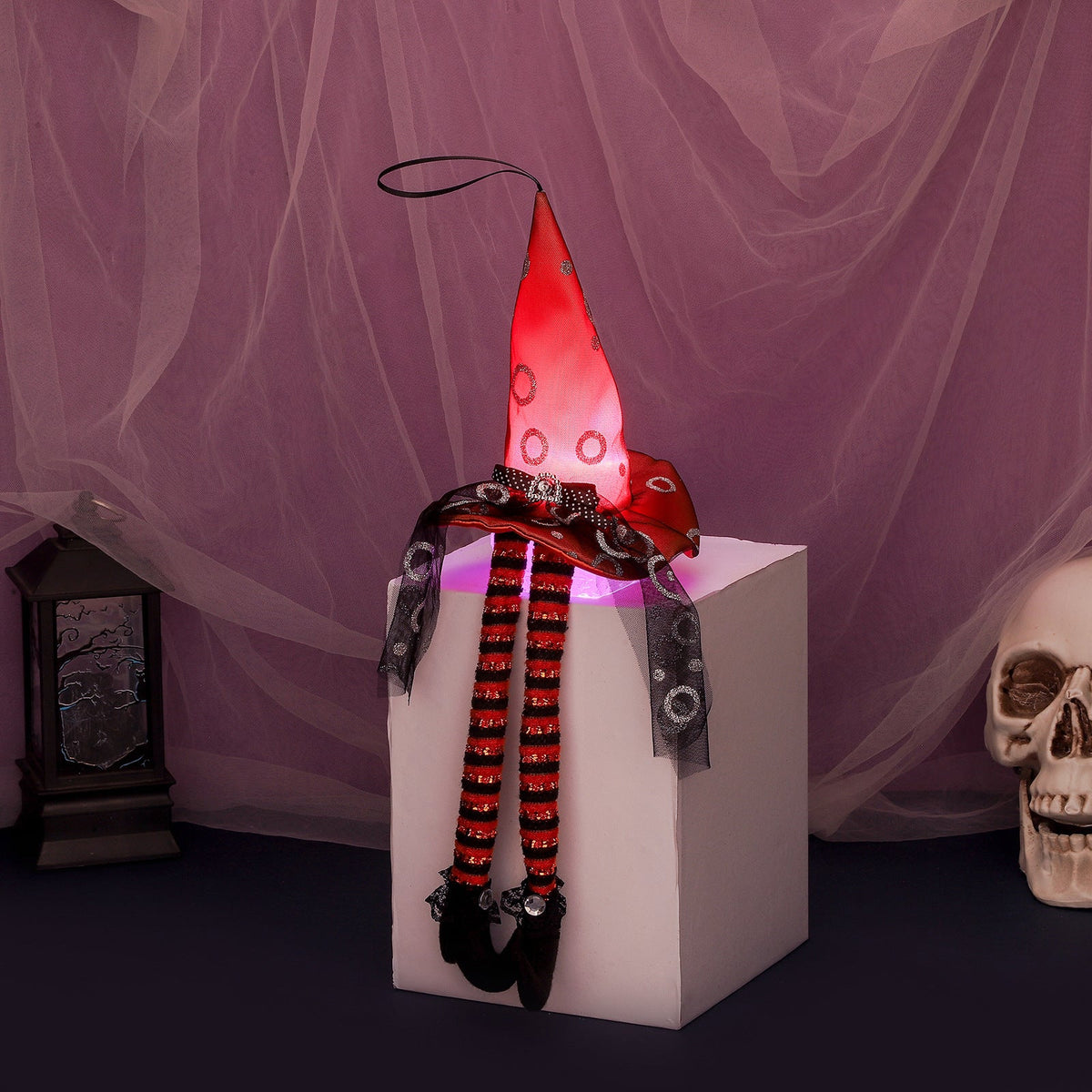 Light-Up Wizard Hat Halloween Window Display Decor