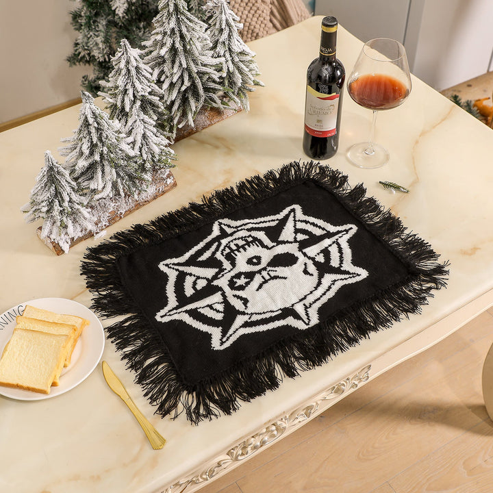Halloween Skull Knit Placemat Table Decor for Parties