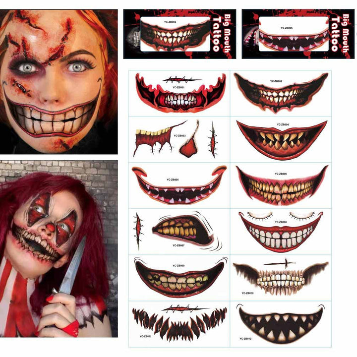 Halloween Mouth Tattoo Stickers for Instant Horror Looks