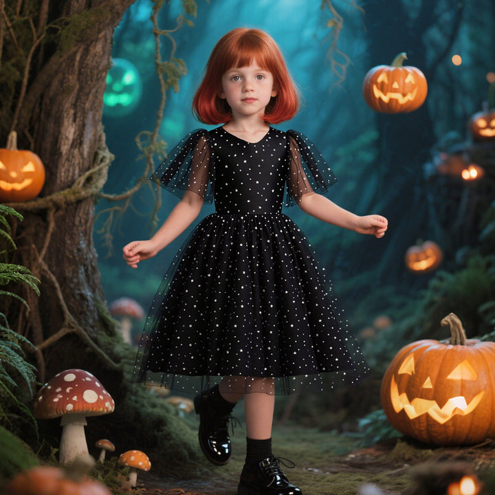 Girls' Star Tulle Princess Dress for Halloween Parties