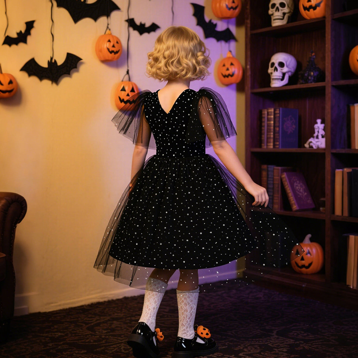 Girls' Star Tulle Princess Dress for Halloween Parties