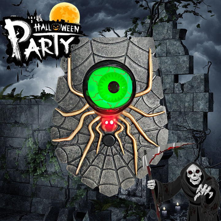 One-Eyed Spider Doorbell | Glowing Halloween Decor