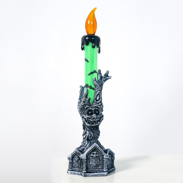 Halloween LED Candle with Skeleton Hand Flame Glow