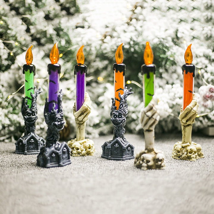 Halloween LED Candle with Skeleton Hand Flame Glow