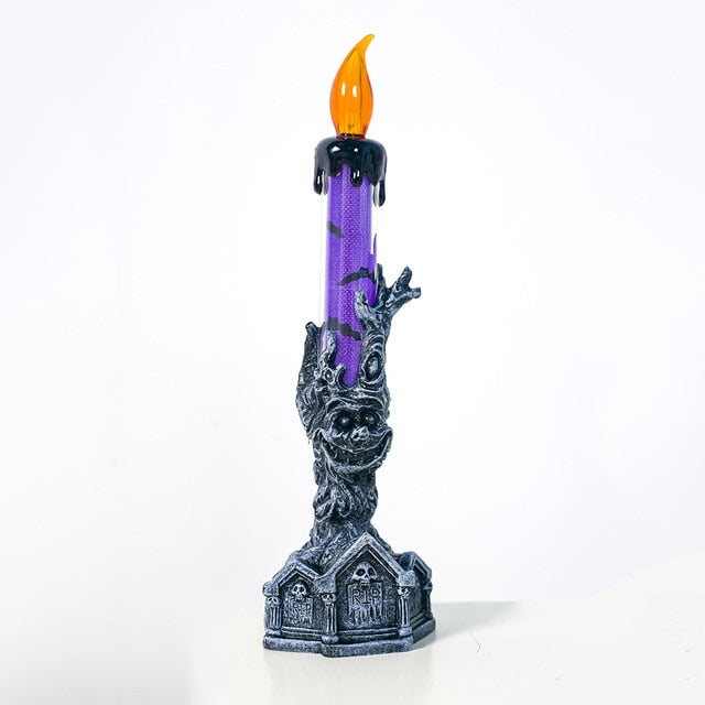 Halloween LED Candle with Skeleton Hand Flame Glow