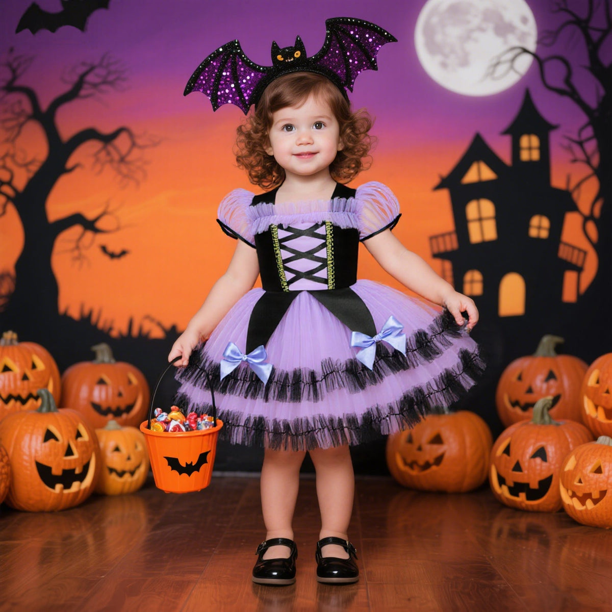 Girls Gothic Princess Dress - Lavender Halloween Gown