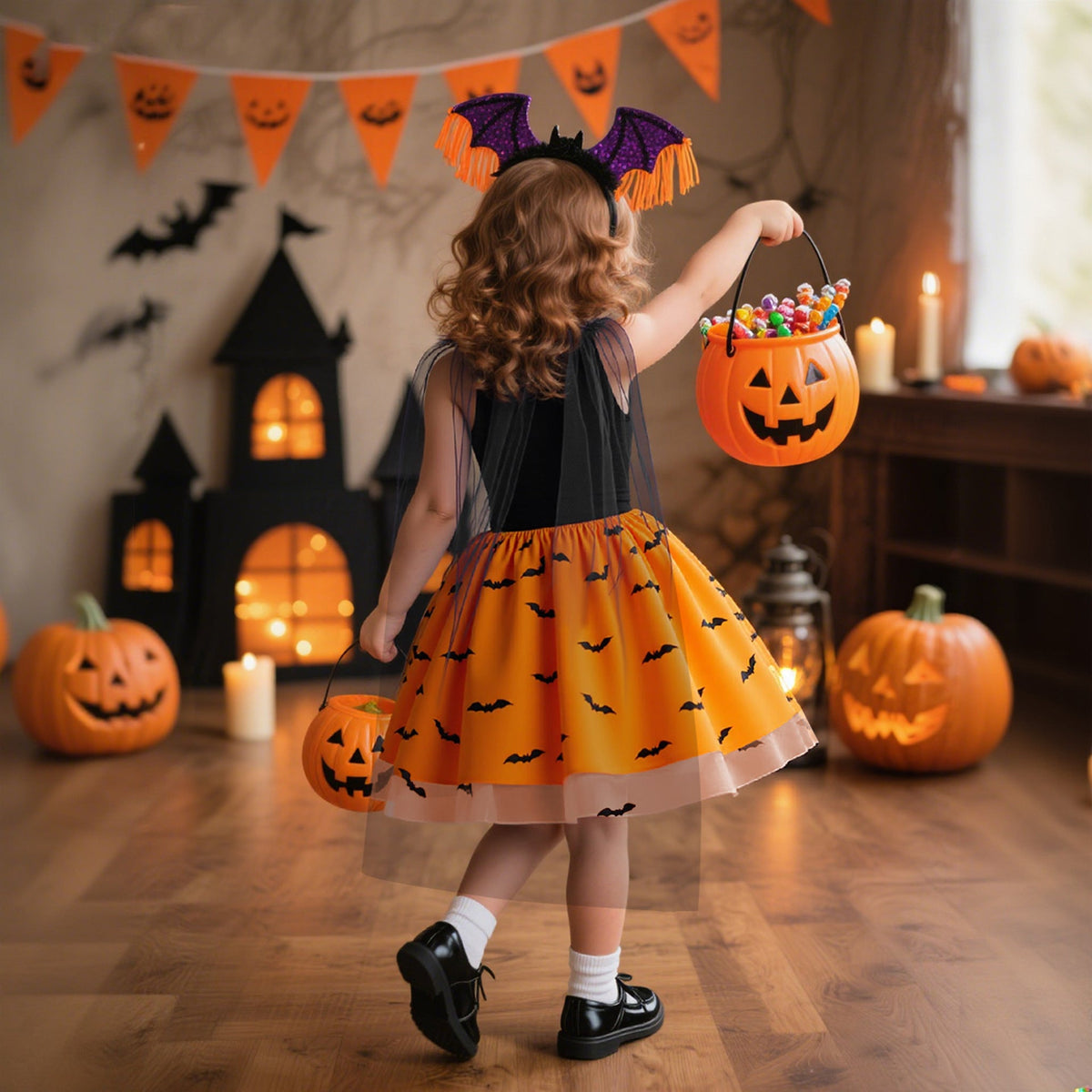 Halloween Princess Costume Dress with Detachable Cape
