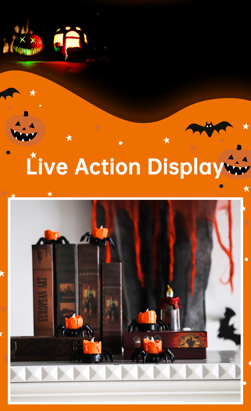 Pumpkin Spider Lantern Halloween Decor Light for Tables