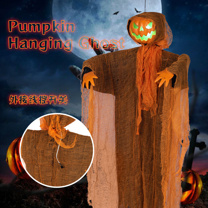 Halloween Hanging Ghost Decoration With Moving Pumpkin