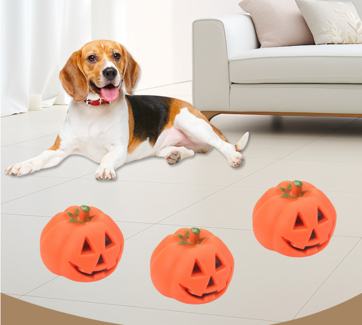 Halloween Pumpkin Dog Toy – Squeaky Chew & Play