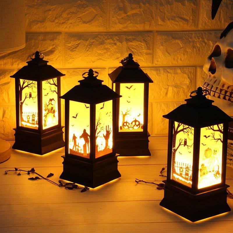 Halloween LED Lantern Light With Artificial Flame Glow