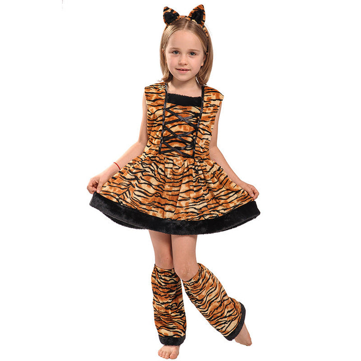 Tiger Girl Costume Set With Matching Dress-Up Accessories